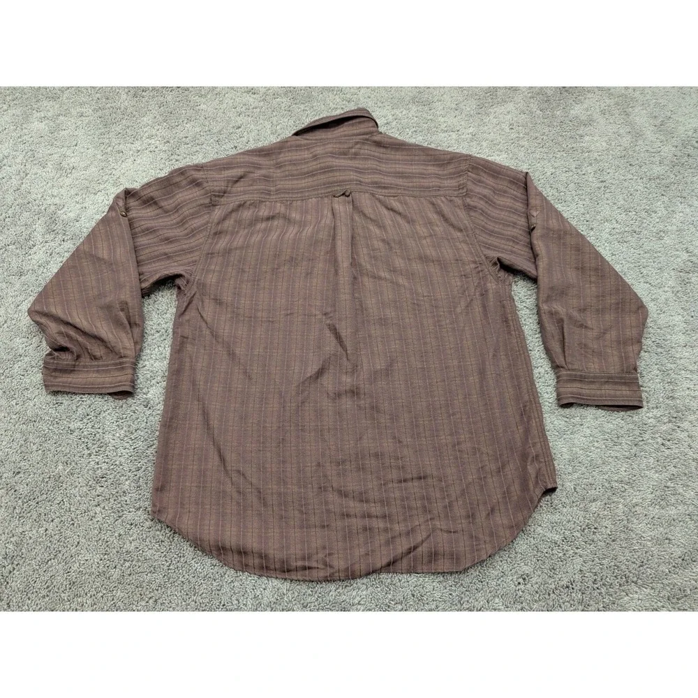 The North Face Button Up Shirt Mens Large Long Sleeve Brown Striped‎ Casual